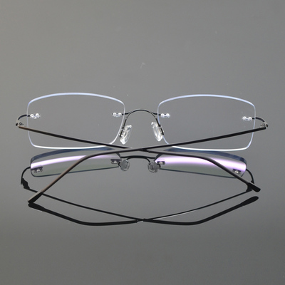 无框超轻纯钛防蓝光平镜眼镜男女潮款护目镜圆脸配近视眼镜架宽脸