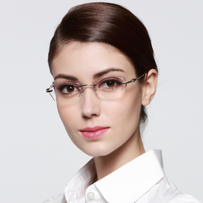 无框眼镜韩国钻石切边超轻镶钻眼镜架配时尚变色成品近视眼镜女 - 360购物